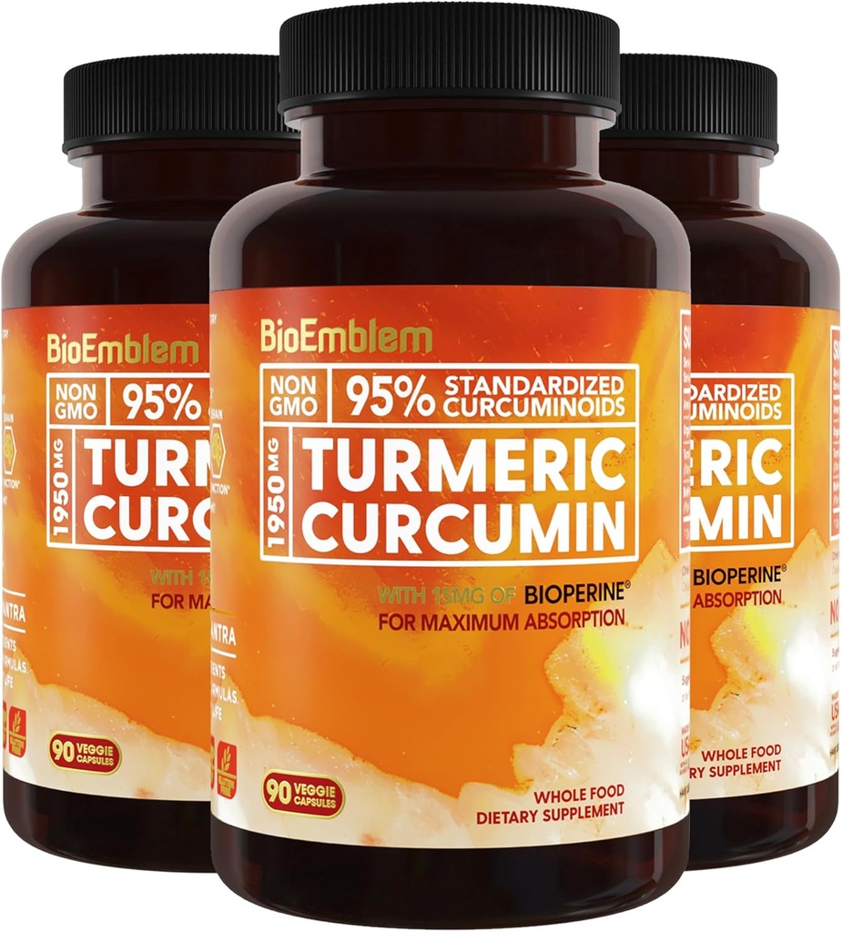 BioEmblem Curcumin curcumin supplément avec BioPerine.Support articulaire et santé cardiaque.