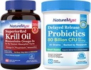 Huile de Krill 1000mg et Probiotiques Bundle, Omega 3s avec DHA EPA & Astaxanthin, Plus 80 Million CFU 25 Strains, Gut, Coeur et Fonction Immune, Non-OGM, Fabriqué aux États-Unis, 60 Softgels + 60 Capsules