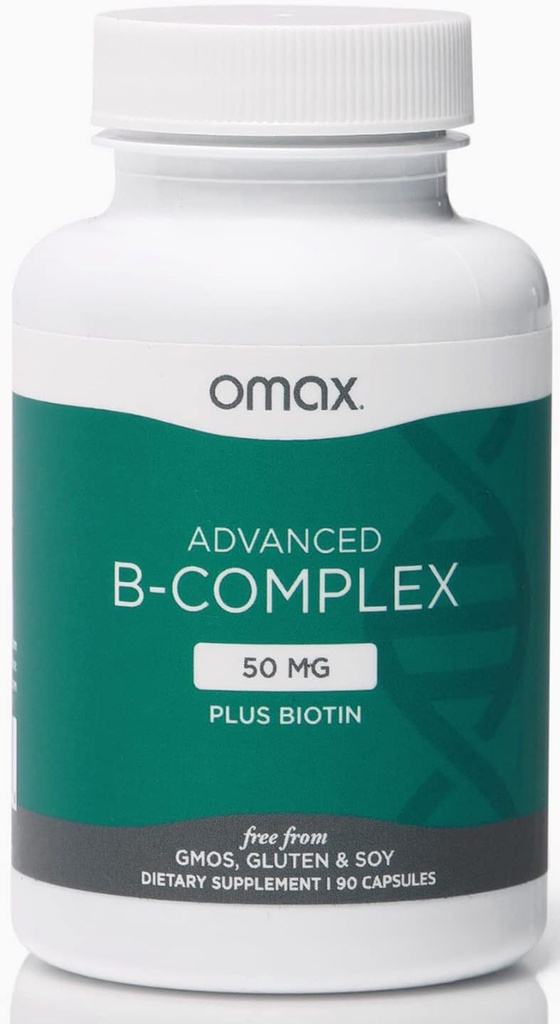 Omax3 Complexe avancé de vitamine B 50MG avec biotine.