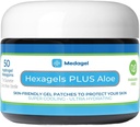 Hexagels Plus Aloe Vera - Plaquettes hydrogel de guérison avancées pour la prévention des brûlures et les soins apaisants - Protection des pieds, des talons, des orteils et des chevilles, pack de 50, 1 pouce, par Medagel, formule sans paraben