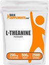 BulkSupplements.com Poudre L-Theanine - Supplément L-Theanine, L-Theanine 200mg - Supplément Amino Amino, Pure & Gluten Free, 200mg par portion, 500g (1,1 lb) (paquet de 1)
