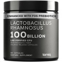 Toniq Lactobacillus Rhamnosus – Ultra haute résistance 100B CFU avec FOS prébiotiques – Capsules de libération différée – Laboratoire tiers testé – 60 Capsules