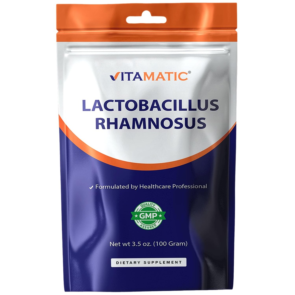 Vitamatic Lactobacillus Rhamnosus Probiotic Powder - Digestive Health Support - 100 Gram (3.5 OZ) - 100 Servings