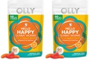 OLLY Hello Happy Gummy Worms,Mood Balance Support,Vitamin D,Saffron,Adult Chewable Supplement,Gluten Free,Tropical Zing -,90 Count (Pack of 2)