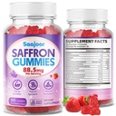 Saffron Gummies for Adult Kids - with Saffron 88.5mg, Vitamins D3 & B6, Magnesium, Zinc, Ashwagandha, L - Theanine, St. John's Wort - Supports Mood & Focus, Strawberry Flavor, 60 Count
