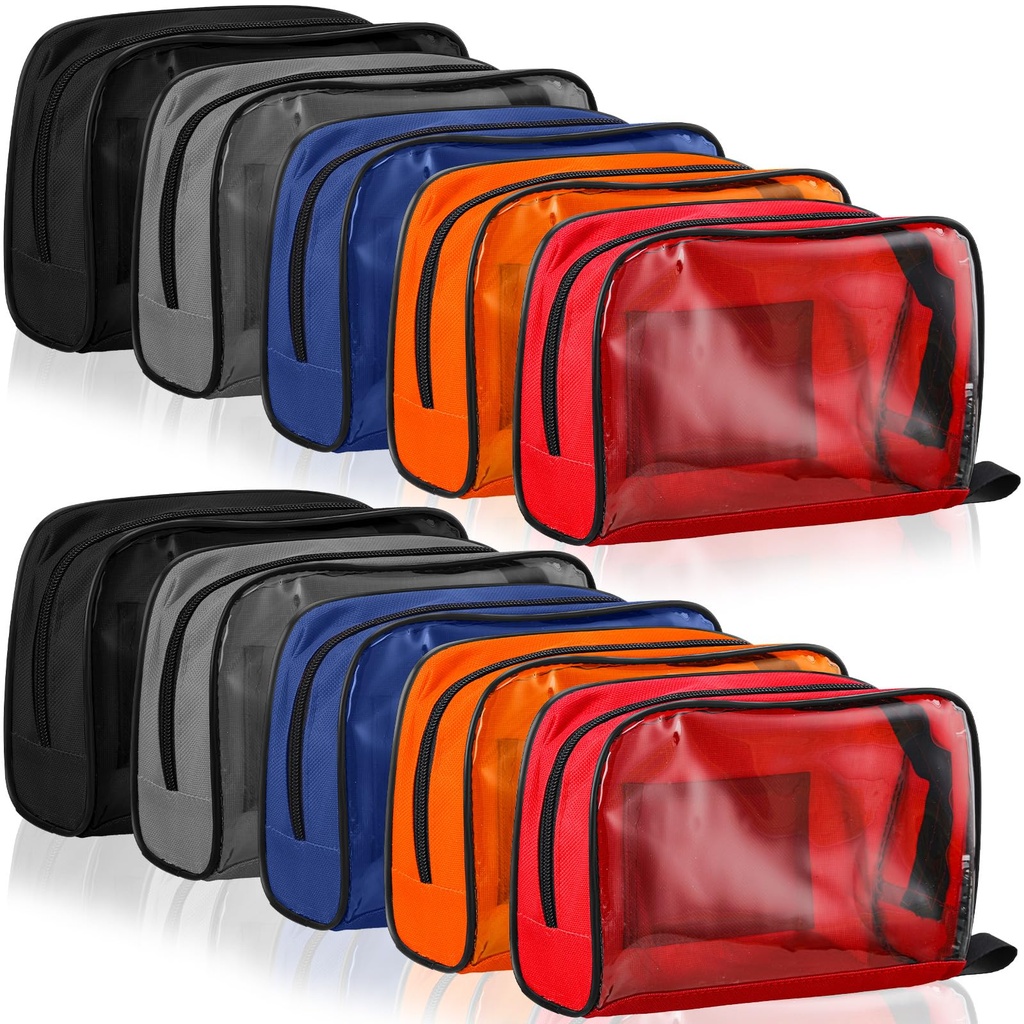 Sosation 10 Pcs 5 Colors First Aid Kit Bag Empty Emergency Medical Kit Accessory Pouches Zippered Portable Travel Medicine Bag with Transparent Window for Home Outdoor Car Supplies,8.7 x 3 x 5.1 Inch