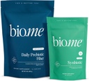 Bio.me Ensemble quotidien de fibres prébiotiques et synbiotiques - Poudre de fibres pour la santé digestive et le ballonnement - Pré, Pro, Postbiotique pour Gut Health & Immune Support, Non-OGM, Sans gluten - 30 portions, 60 capsules