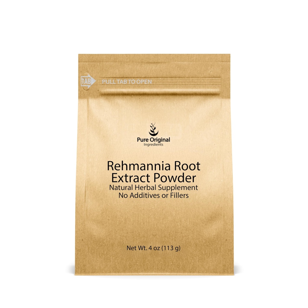 PURE ORIGINAL INGRÉDIENTS Rehmannia Root Extract Powder (4oz) Non-OGM, Foxglove chinois, supplément à base de plantes traditionnelles