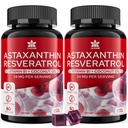 Astaxanthin suppléments 24mg Gommies avec resvératrol, vitamine B1, huile de coco - Algae Organic Antioxydants pour les hommes et les femmes Vieillissement en santé, peau, yeux, immune - végétalien, sans sucre, non-OGM, 120 portions