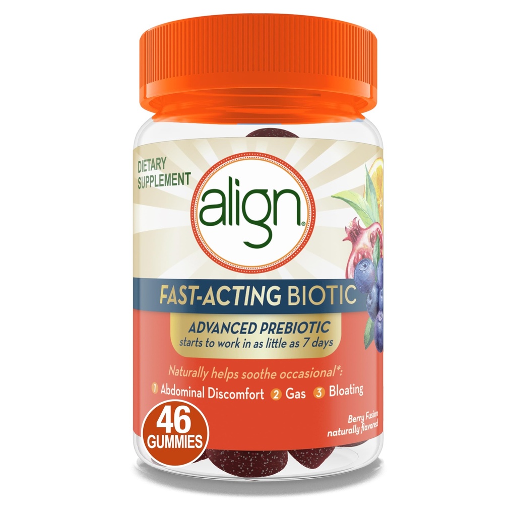 Aligner le supplément prébiotique avancé, les gommes biotiques à action rapide, le prébiotique avancé pour les femmes et les hommes, fonctionne comme peu Comme 7 jours*, 46 Gummies