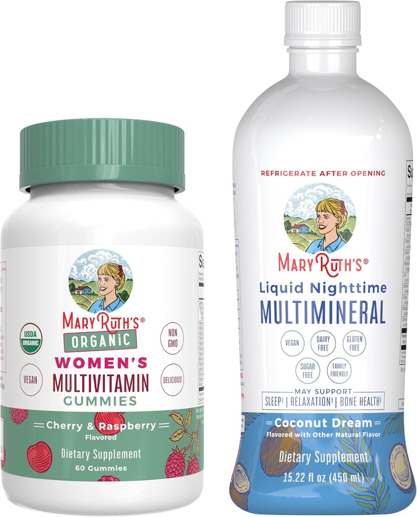 Multivitamines de MaryRuth pour les femmes (Strawberry) et liquide nuit multiminérale (Pineapple)