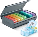Zannaki Metal XL Weekly Pill Organizer 2 fois par jour, grand voyage quotidien Pill Box 7 jour, portable deux semaines porte-pilule conteneur, AM PM Pill Case pour médecine supplément de vitamines, gris