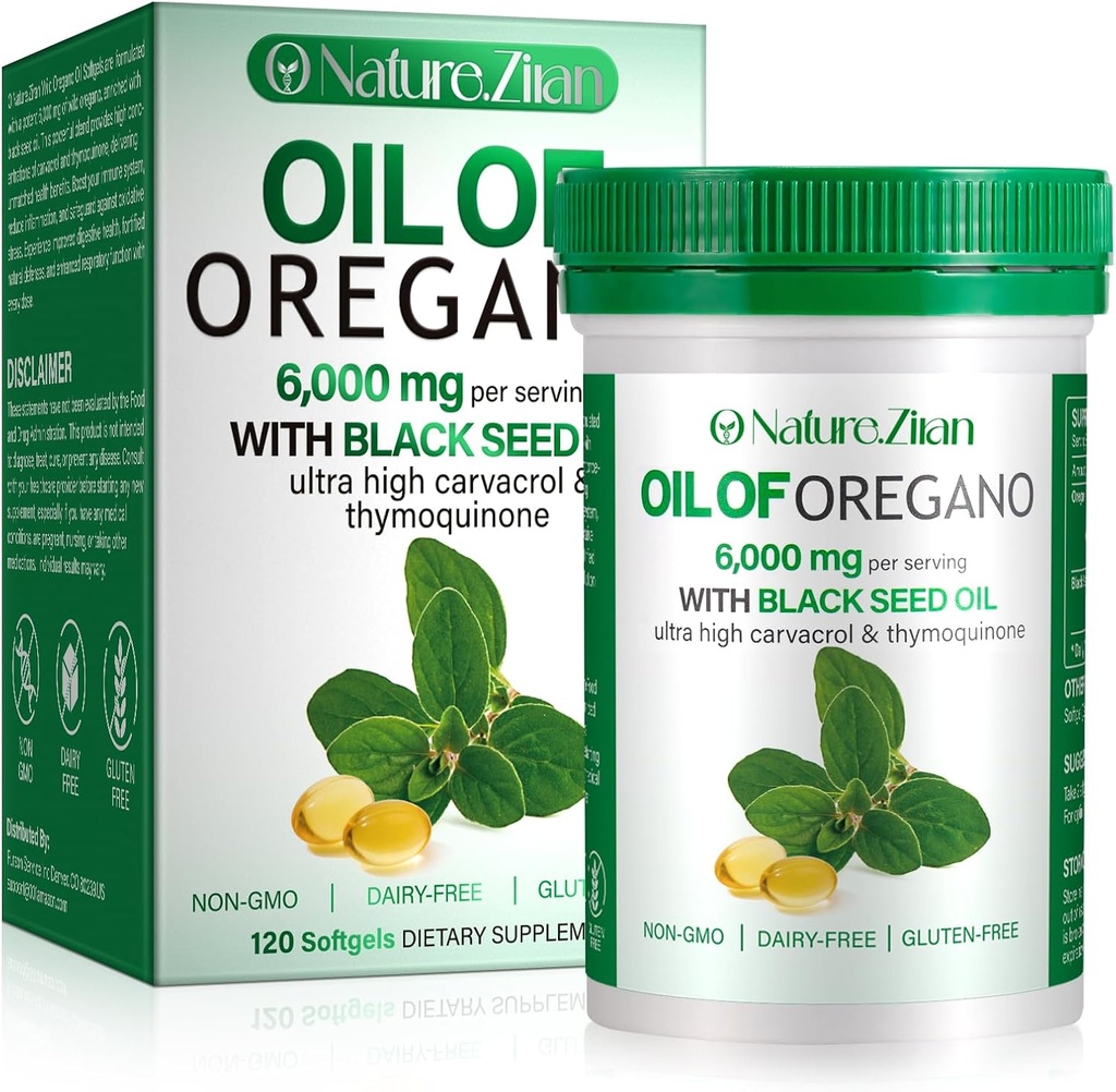 Oil of Oregano Softgel - Organic Oil of Oregano with Black Seed - 2 in 1, 120 Count