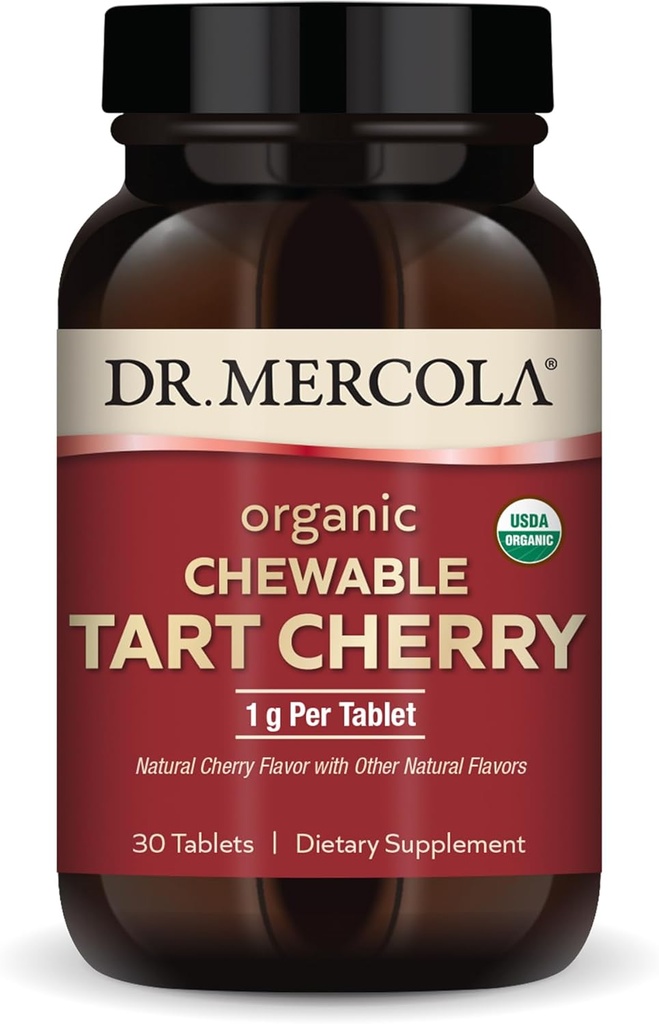 Dr Mercola Tart cerise biologique, 30 portions (30 capsules), non-OGM, sans gluten, sans soja