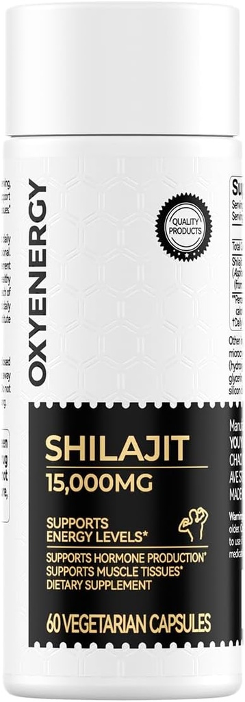 OxyEnergy Shilajit Capsules pour hommes et femmes,Pure Himalayan Shilajit 15 000mg,Stamina & Immune Support,60 Capsules végétariennes
