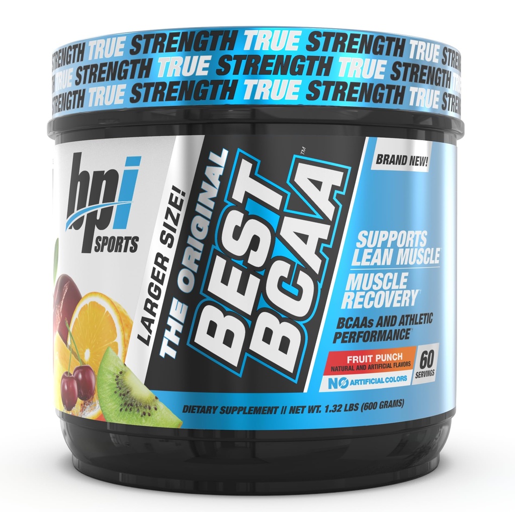 BPI Sports Best BCAA - BCAA Poudre - Acides aminés à chaîne ramifiée - Récupération musculaire - Synthèse des protéines musculaires - Lean Muscle - Amélioration des performances – Hydratation – Punch aux fruits - 60 portions - 1,32 livre