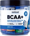 Nutricost BCAA+ Pack de variétés d'hydratation (20 Stickpacks) - Acides aminés à chaîne ramifiée avec complexe d'hydratation - Sans gluten, sans OGM