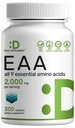 Acides aminés essentiels (AEA) 2000mg par portion, 300 capsules – non aromatisées - 9 en 1, Toutes les BCAA (Branched-Chain Aminos) – Lean Muscle Support & Natural Pre Workout Supplément