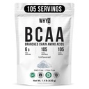 BCAA Poudre 2:1:1, Acides aminés à chaîne ramifiée non aromatisés pour hommes et femmes Pure BCAA Poudre d'énergie pour mélanger dans des boissons et des shakes Non-OGM Sans additifs, 105 portions, 1,4 lb (630g)