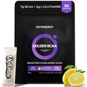 OxyEnergy BCAA 2:1:1 Poudre, 7g BCAA et 2g L-Glutamine, Taurine pour la récupération musculaire, Augmentation de l'endurance, Perfect Amino Aicds pour la récupération avant et après l'entraînement, sans sucre, citron, 30 Stick Pack