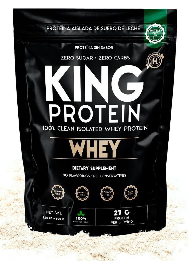 Clean Whey Isolate Protein Powder Unflavored | 27g per Serving w/Organic BCAA | Pre-Post Training | 100% Natural | No Carbs | Preservatives & GMO, Soy and Gluten Free | 30 Servings