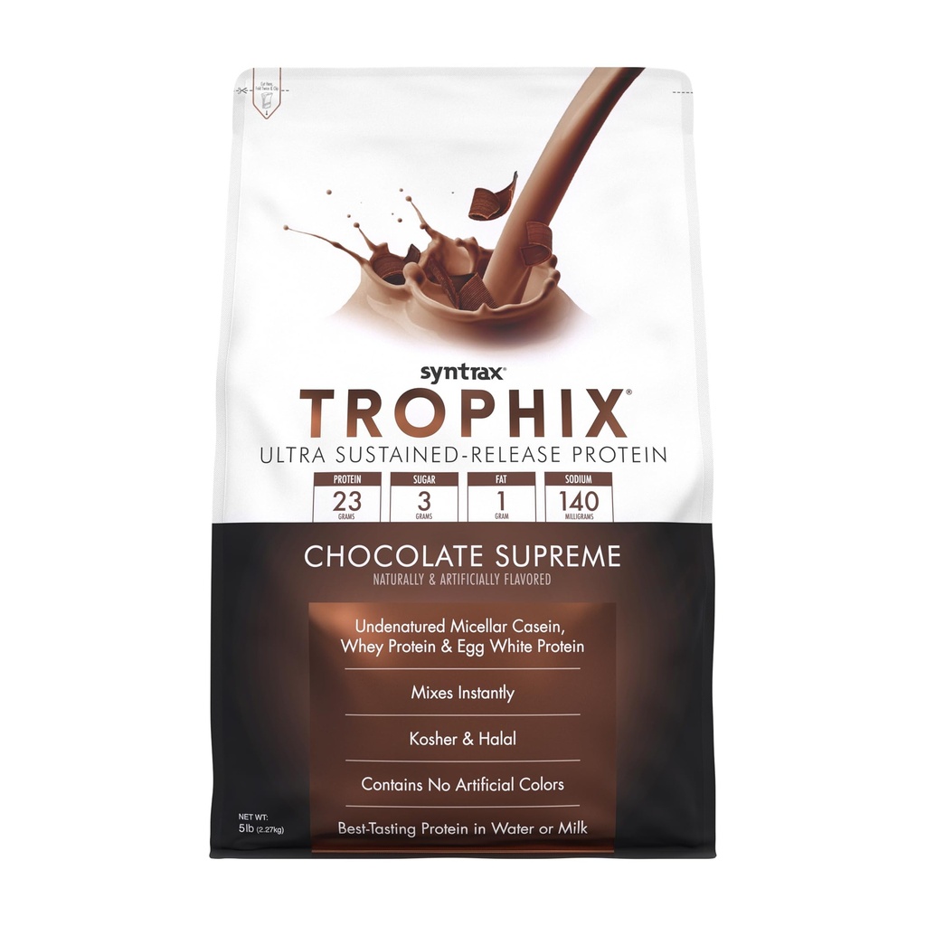 Syntrax Nutrition Trophix, Ultra Sustained-Release Protein Powder Blend, Chocolate Supreme, 5 lbs.