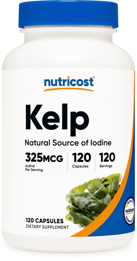 Nutricost Kelp Capsules, 325mcg d'iode, 120 Capsules, végétariennes, sans OGM et sans gluten