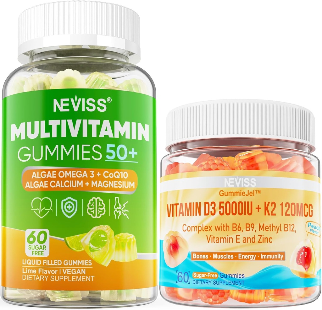 NEVISS Bundle - Women&Men 50+ Multivitamin 1 Pack + D3 5000IU K2 120mcg