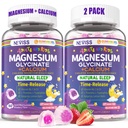 Nevis Magnésium Glycinate + Gommies remplis de calcium pour adultes et enfants 4+, Gommies de sommeil pour enfants Sans mélatonine, sans supplément de sucre Magnésium w/B6 D3, L-Theanine pour Zzz Relax, Cerveau, Bon, Muscle 2Pack