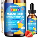 Kids Magnesium Glycinate Liquid Drops‌ – with L-Theanine, Omega-3, Vitamins B6 & D3, Zinc & Calcium – for Sleep Support, Relaxation, Focus & Brain, Bones – Strawberry Flavor, 2 Fl Oz