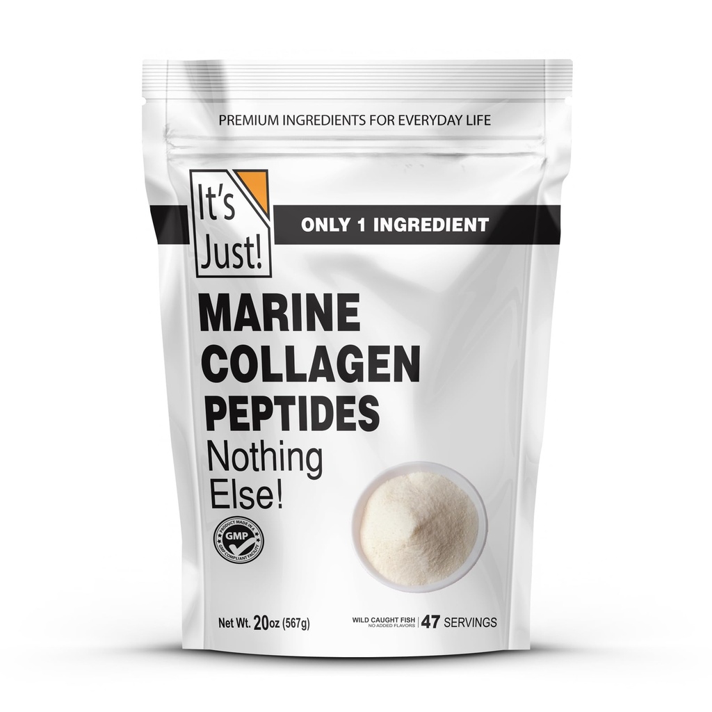 C'est juste ! Peptides de collagène marin en poudre - non aromatisé, sans gluten, non OGM, métal lourd testé - 20 oz