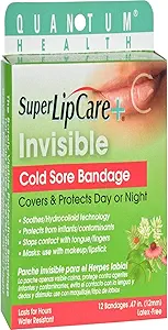 Quantum Health Super LipCare+ Bandes de blisters de plaies froides invisibles/Fièvre - Apaisant et protège, aide à prévenir la contamination et à cacher les plaies, 12 Ct