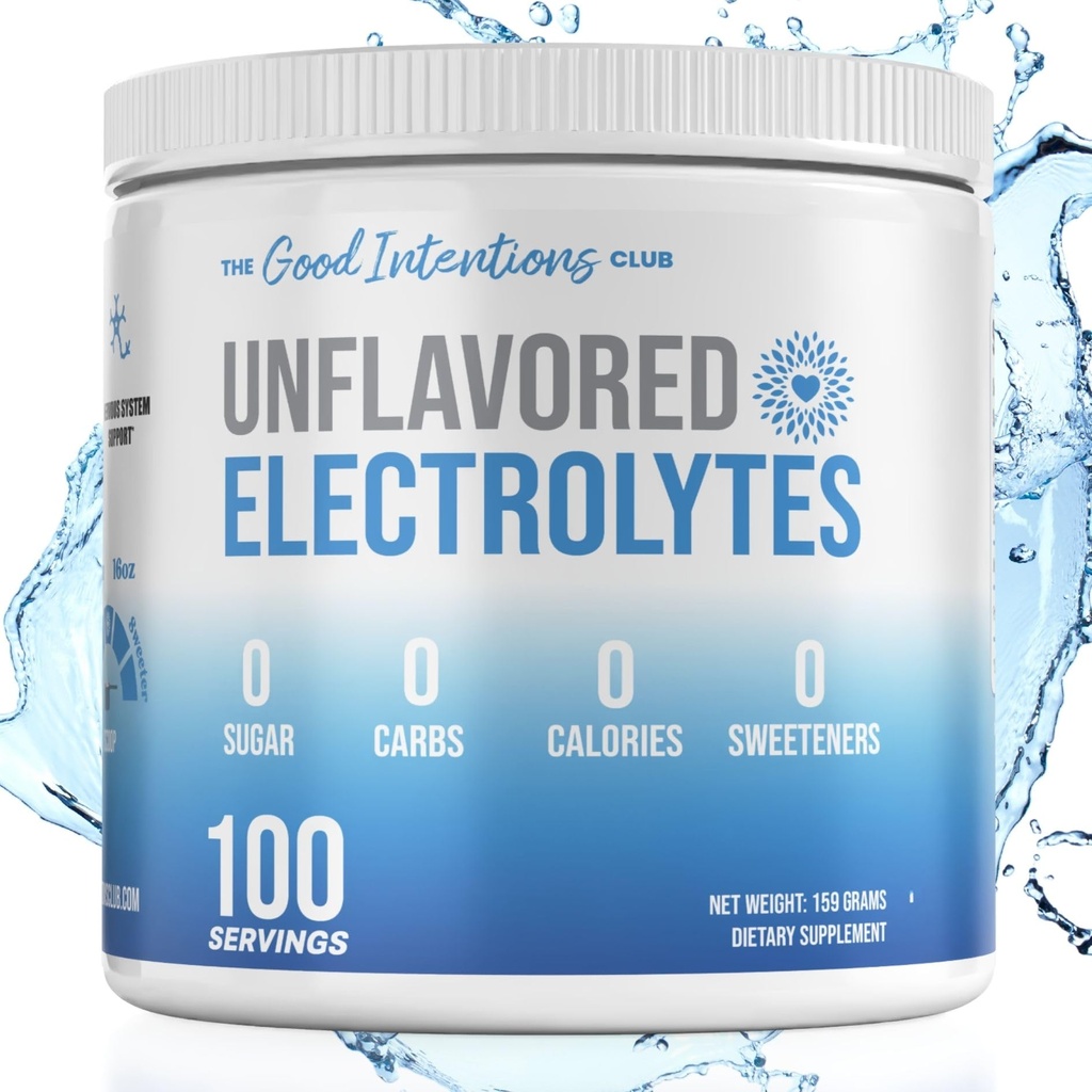 Unflavored Electrolytes - 100 Servings - Unflavored Electrolytes Powder - Unsweetened Electrolytes - Flavorless Electrolytes - Zero Carbs - Sugar Free - Zero Calories