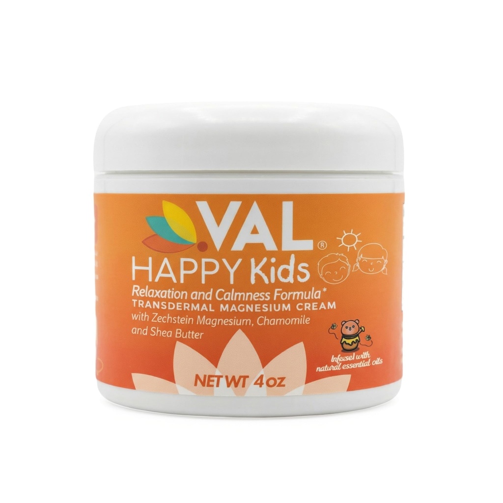 Crème de magnésium VAL pour les enfants Relaxation pour la journée et le lit Routine VAL Douce Zechstein Chlorure de magnésium VAL Calm & Mood Support avec Camomille, Beurre de karité et huiles essentielles