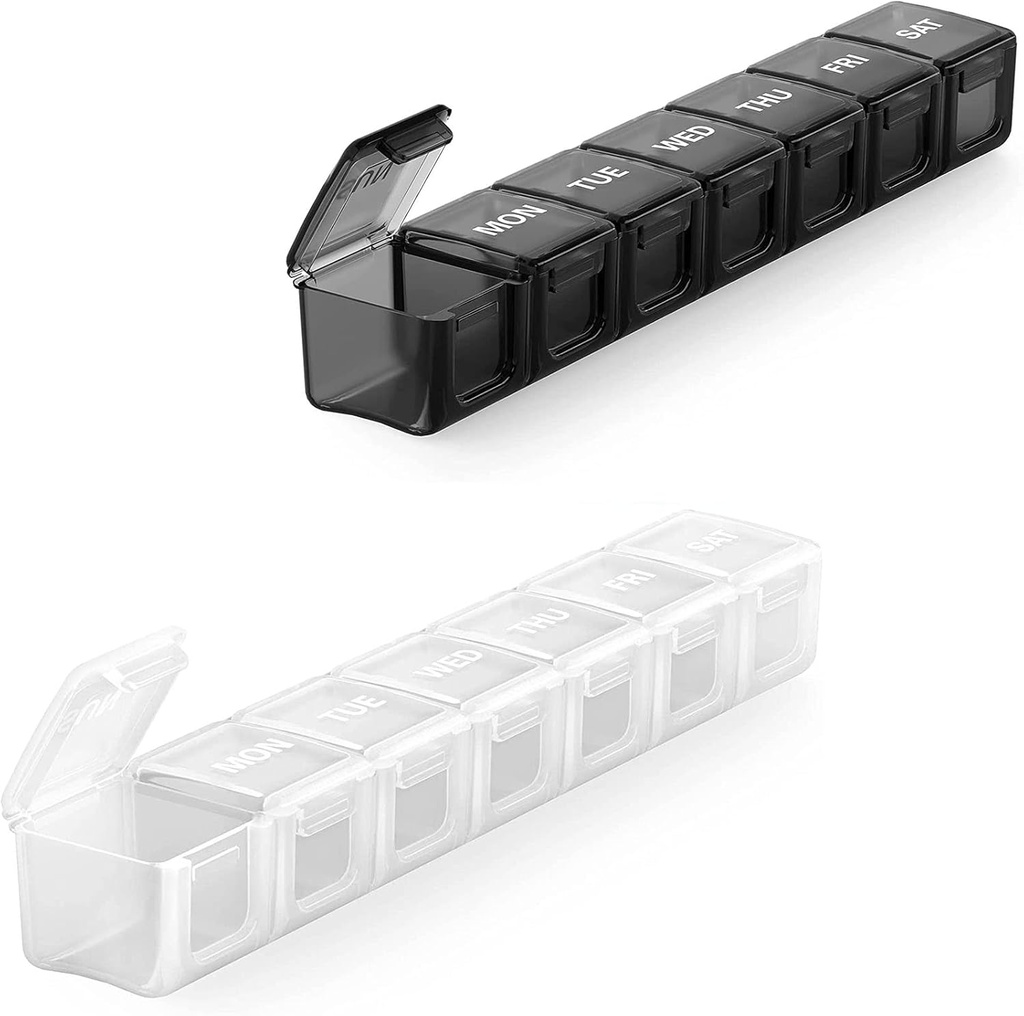 2 Pack Extra Large Pill Organizer, Sukuos Weekly Pill Box, Pill Case, Medicine Organizer pour les vitamines, huiles de poisson ou suppléments