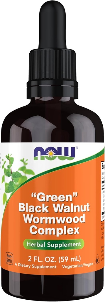 NOW Supplements, Green Black Walnut Wormwood Complex Liquid with Dropper, Herbal Supplement, 2-Ounce