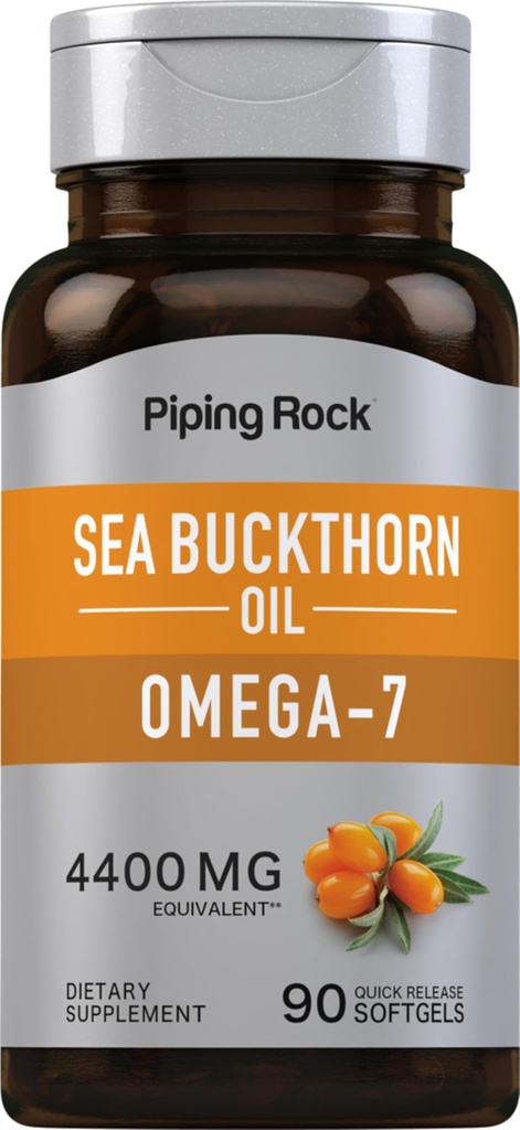 Piping Rock Sea Buckthorn Capsules d'huile de 90 Softgels d'extrait de berry de Buckthorn de mer avec Omega-7.