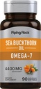 Piping Rock Sea Buckthorn Oil Capsules | 90 Softgels | Sea Buckthorn Berry Extract | with Omega-7 | Gluten Free, Non-GMO