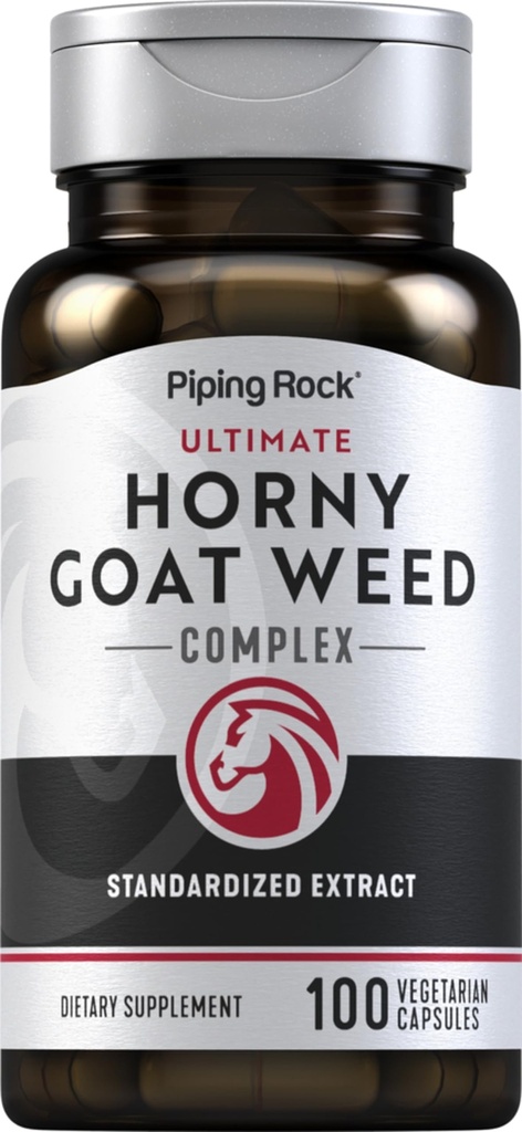 Piping Rock Horny Goat Weed pour les hommes de 100 capsules de supplément d'extrait complexe ultime de végétarien, non-OGM, sans gluten