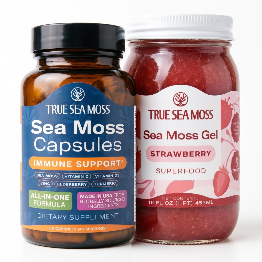 TrueSeaMoss Bundle – Immune Caps & Strawberry Sea Moss Gel