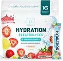 Packs d'hydratation d'électrolytes - Poudre de récupération de kéto avec du potassium, du magnésium, du sodium, du zinc et de la vitamine C, sans sucre, mélanges de boissons liquides d'électrolyte d'hydratation, végétalien, citron de fraise (16 pack)