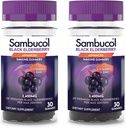 Sambucol Gommies de baies aînées noires avec vitamine C et zinc - Sambucus Gommies de baies aînées pour le soutien immunitaire, des antioxydants élevés, sans gluten, végétalien, fraisier avec zinc et vitamine C - 30 Compte, 2 Pack
