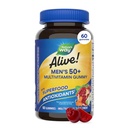 La nature est vivante ! Hommes 50 Plus Multivitamine Gummy, Multivitamines à croquer quotidiennes pour les hommes avec des vitamines B-Vitamine, vitamine D3 et zinc, soutient le métabolisme du cœur, des yeux et de l'énergie,* Fruit-Flavored, 60 Gummies