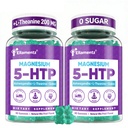 5HTP Gummies + GABA - Melatonin Free -Magnesium Glycinate, Ashwagandha, L-Theanine, L-Tryptophan & Vitamin D3 | Relaxation & Calm Gummies | Nighttime Support for Adults 2 Pack