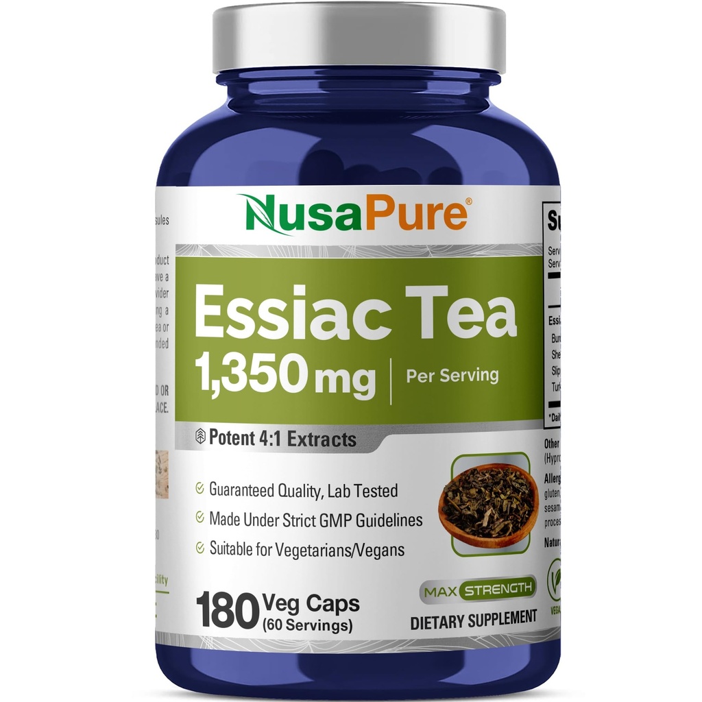 NusaPure Thé Essiaque 1350 mg 180 Véggie Caps (Végétarien, Non-OGM)