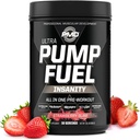 Pompe de sport PMD Carburant Ultra folie - Premium pré-entraînement pompe à poudre et musculaire, plus grande concentration, endurance et récupération, crème premium, arginine et bêta Alanine - Strawberry Slam (30 portions)