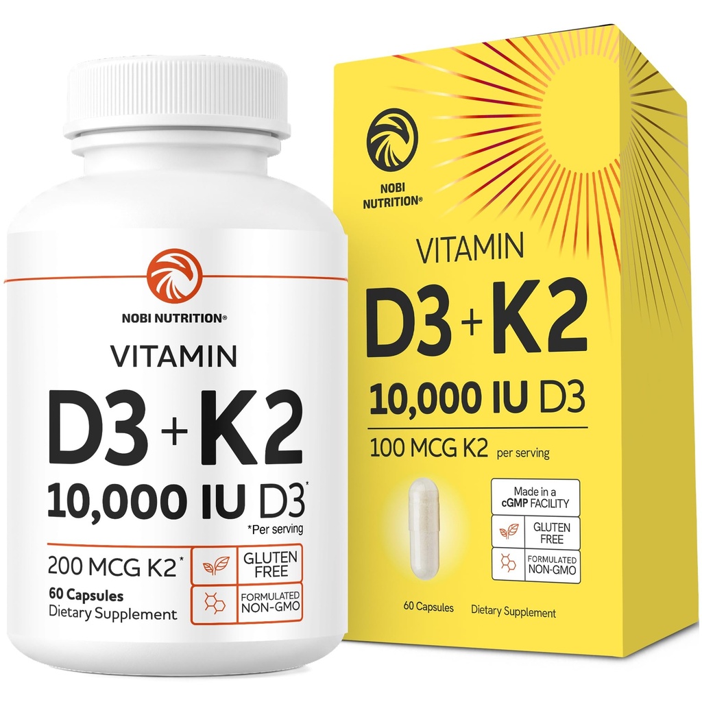 Vitamine D3 K2 5000 UI pour le système immunitaire, les os forts et le soutien des dents. Vit D3 125mcg, Vitamine K2 MK7 100mcg, Calcium 210mg & BioPerine.
