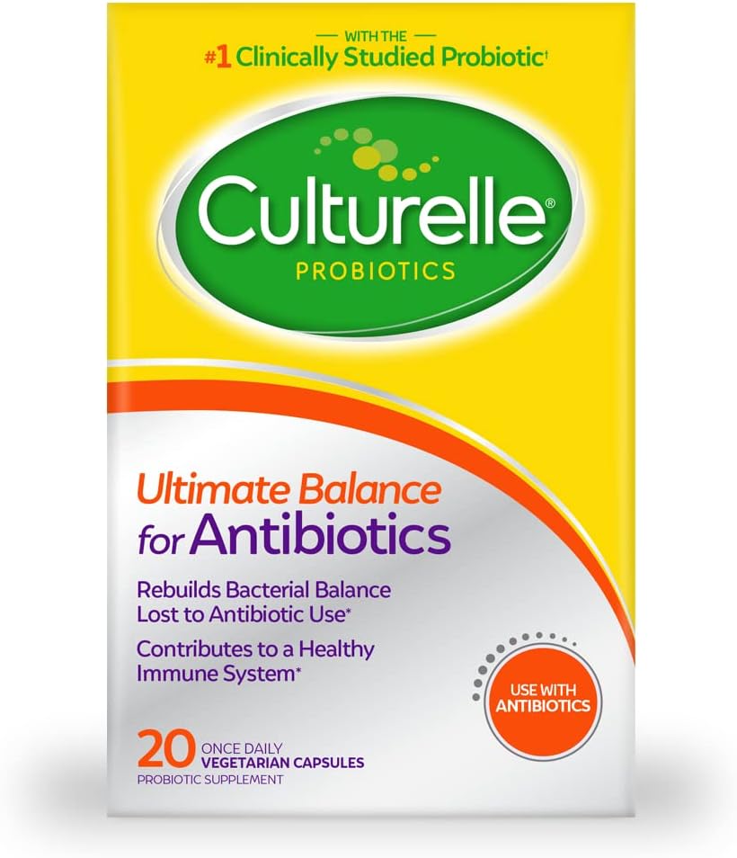 Culturelle Probiotics Ultimate Balance Probiotics for use with Antibiotiques - 20 Compte – Capsules probiotiques aident à restaurer de bonnes bactéries perdues pendant l'utilisation des antibiotiques et contribuent à un système immunitaire sain