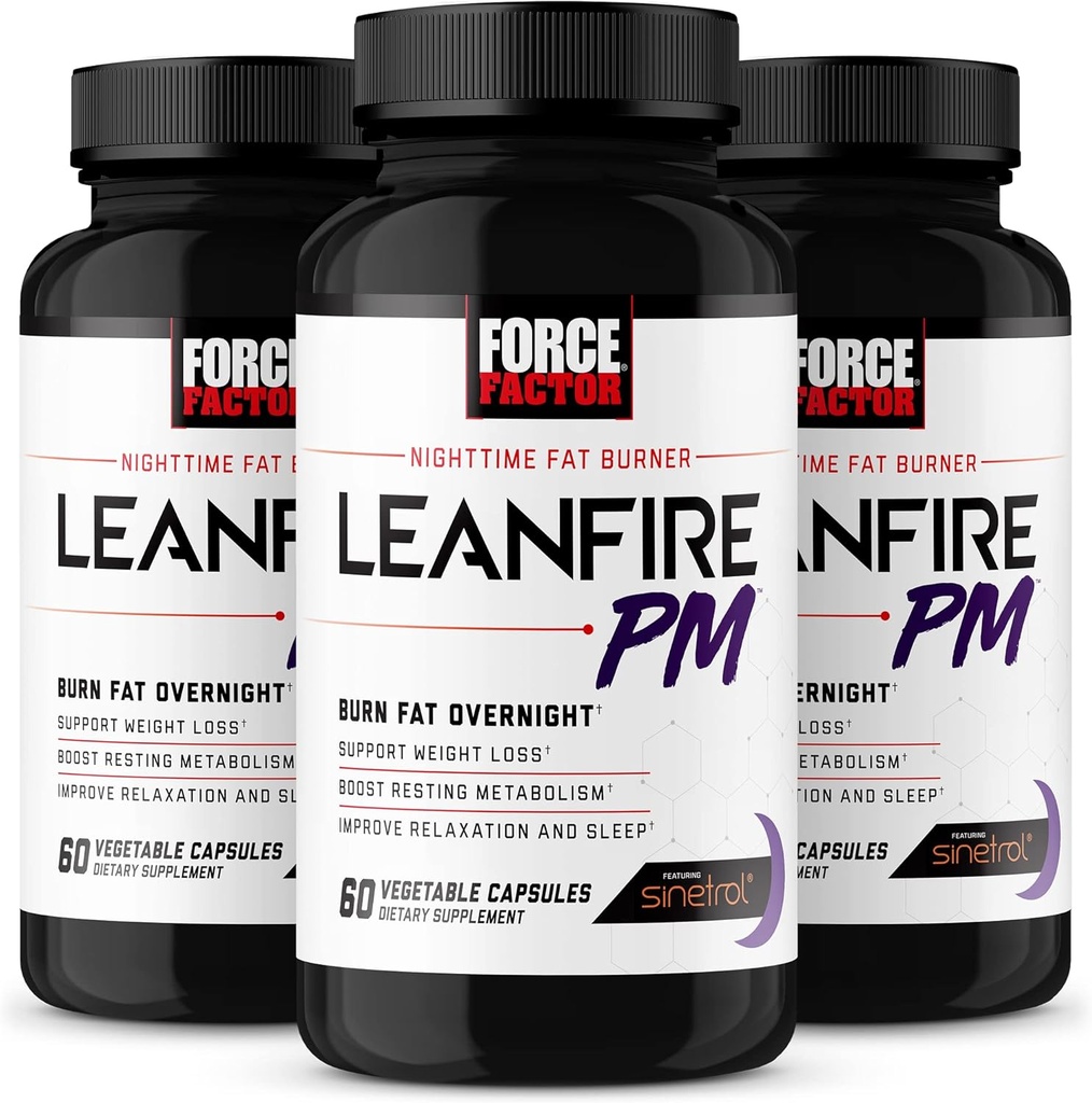 Facteur de force LeanFire PM, pilules de perte de poids pour les femmes et les hommes, brûleur de graisse et pilules de perte de poids de nuit pour brûler la graisse, stimuler le métabolisme, et améliorer le sommeil pour des résultats incroyables, 60 Compte (paquet de 3)