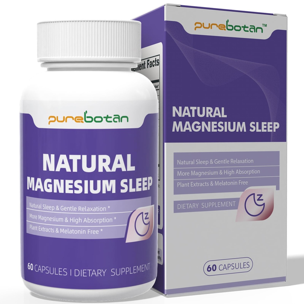 Extra Strength Magnesium Sleep Aid for Adults, Restful Sleep & Relaxation, Melatonin Free Sleep Support, Stress Relief, Muscle Support, High Absorption, 60 Capsules